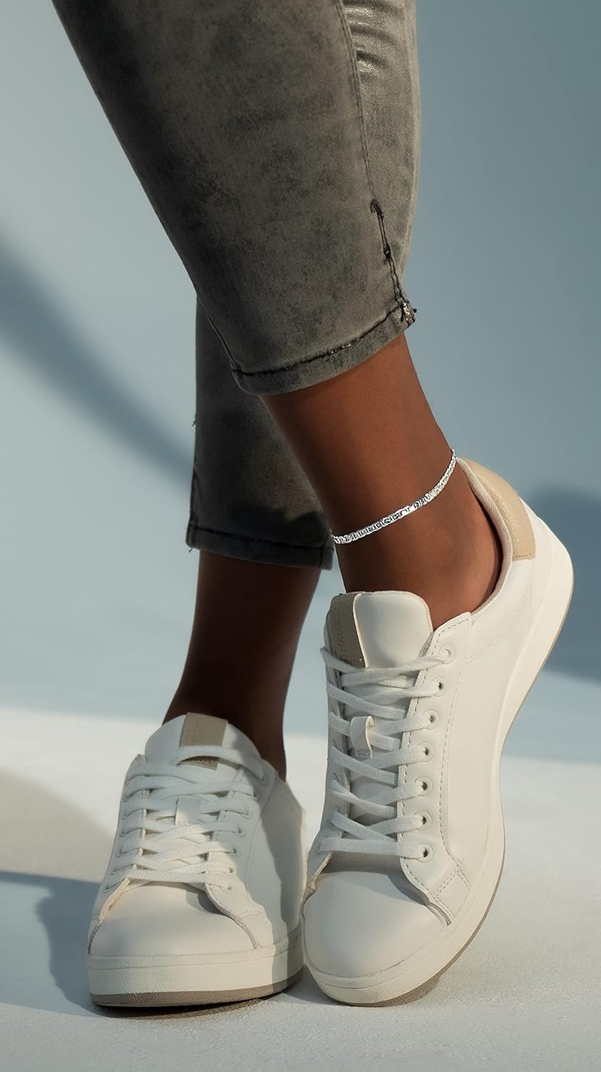 925 Sterling Silver Italian 3mm, 4mm Solid Diamond-Cut Mariner Link Chain Anklet Ankle Bracelet for Women, Made in Italy