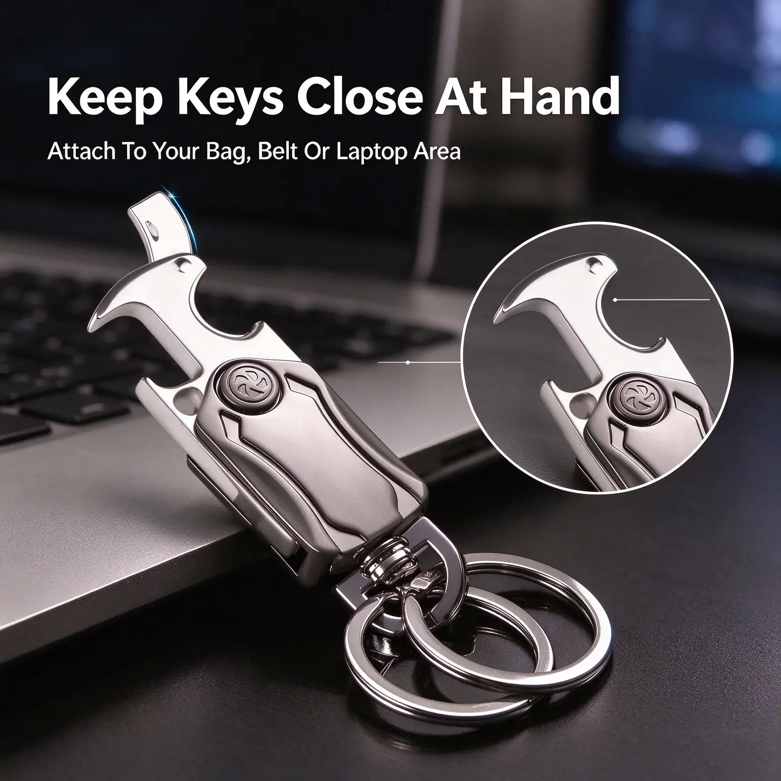 Men's Multifunctional EDC Gear Keychain for Car Keys - Prom Accessories Adults with Fidget Spinner, Hidden Bottle Opener, Package Opener, Phone Stand, Stress-Relief Unique Gifts for Man, Mens Gifts