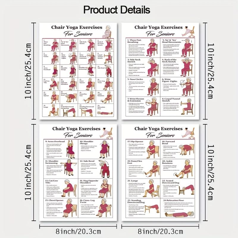 4-Piece Chair Yoga Set for Seniors, Beginner-Friendly, Ideal for Home & Office Use, Includes Detailed Exercise Instructions