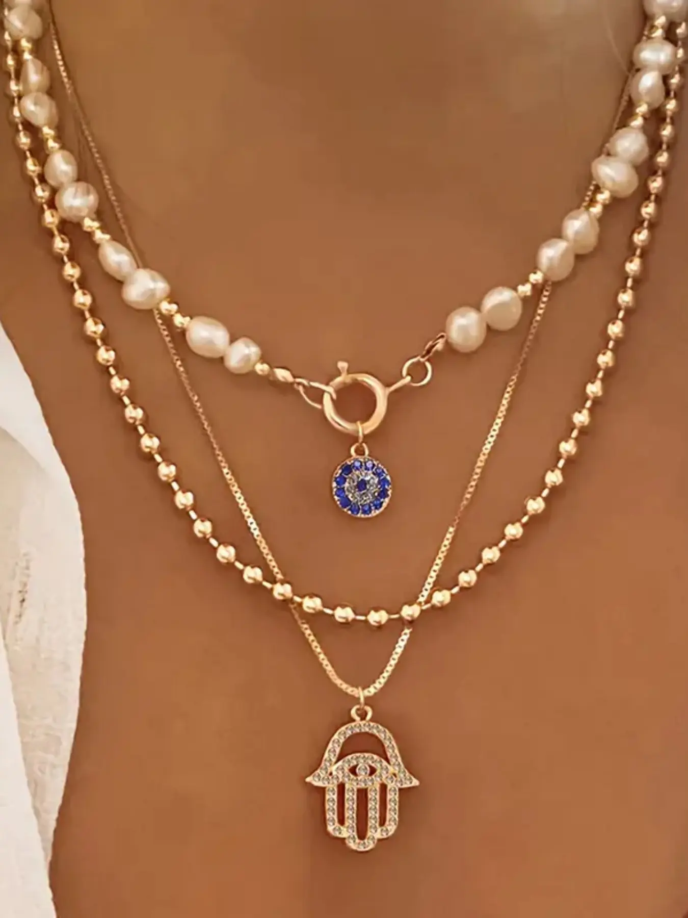 Vintage Evil Eye Design Necklace, Fashion Jewelry for Party, Daily Clothing Decor, Trendy All-match & Exquisite Jewelry for Birthday Gift