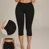 Women's High-Waisted 3/4 Length Stretchy Leggings, Fit, Waist-Cinching Shape, Slimming Compression, High Elasticity