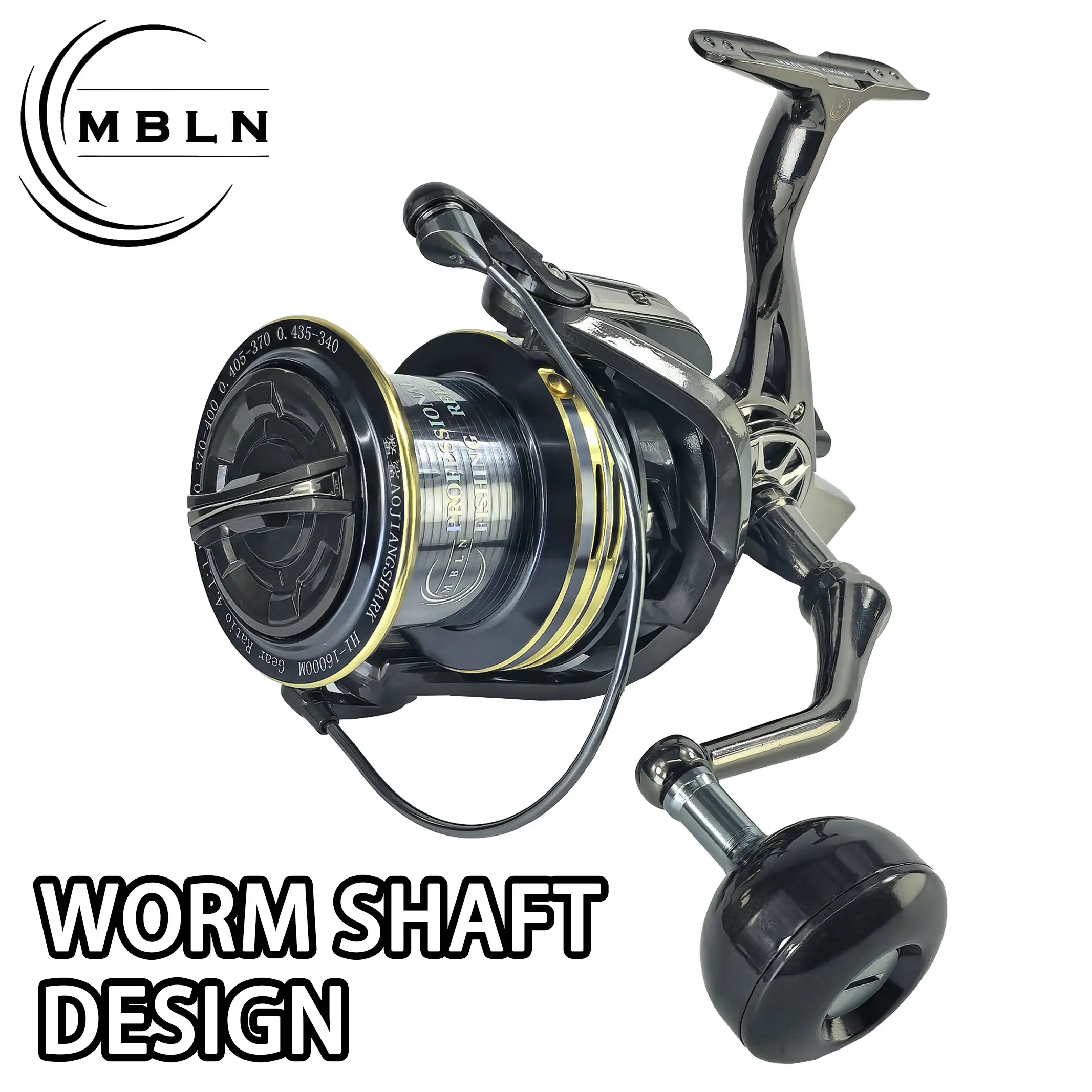 1pc 16000 Series Full Metal Spinning Reel, Durable Aluminum Line Cup and Handle, 7+1 Bearings, Ideal for Sea Fishing and Big Fish Hunting