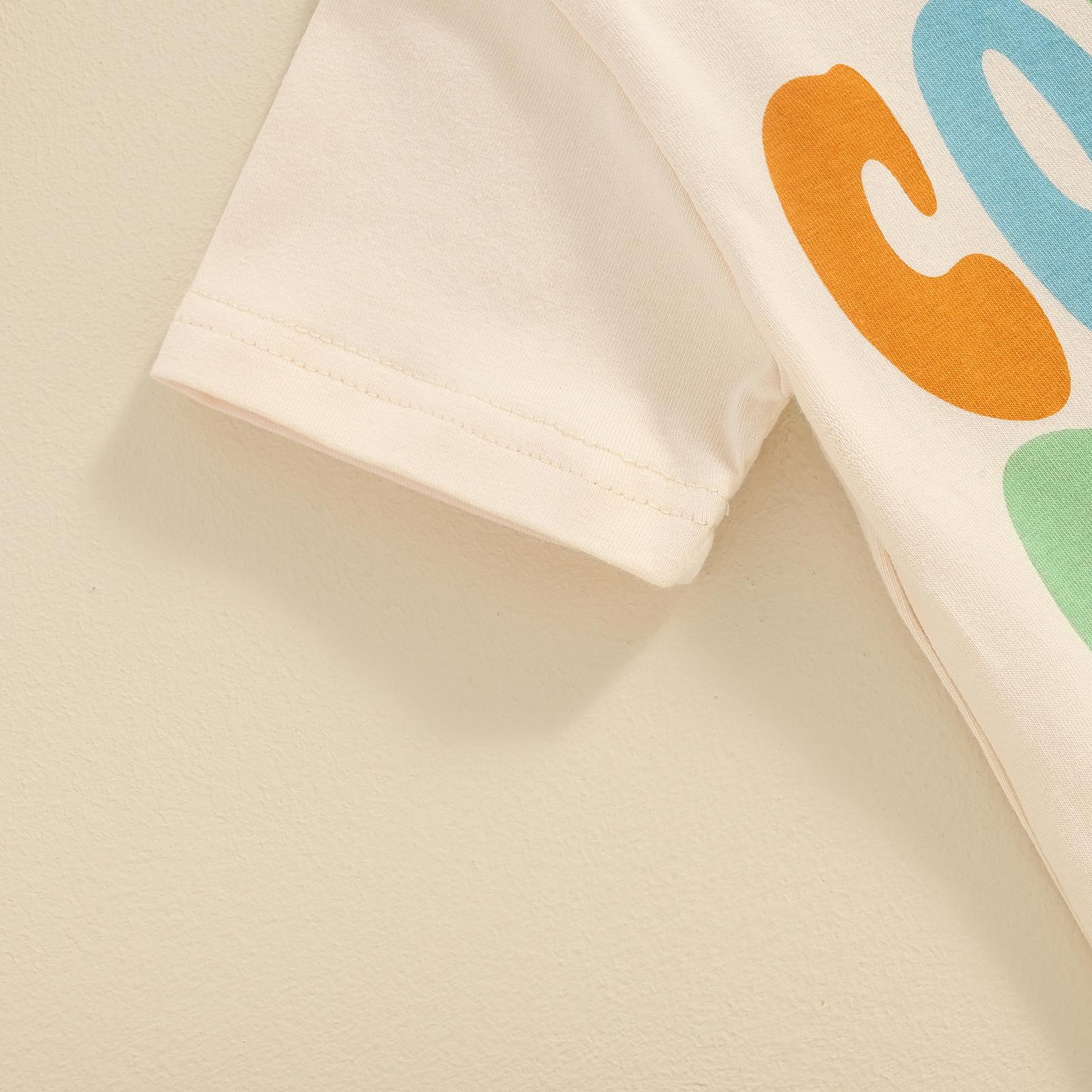 Toddler Baby Boy Girl Summer Tops Casual Round Neck Short Sleeve Letter Print T-Shirt Toddler Kids Summer Clothes Outfits