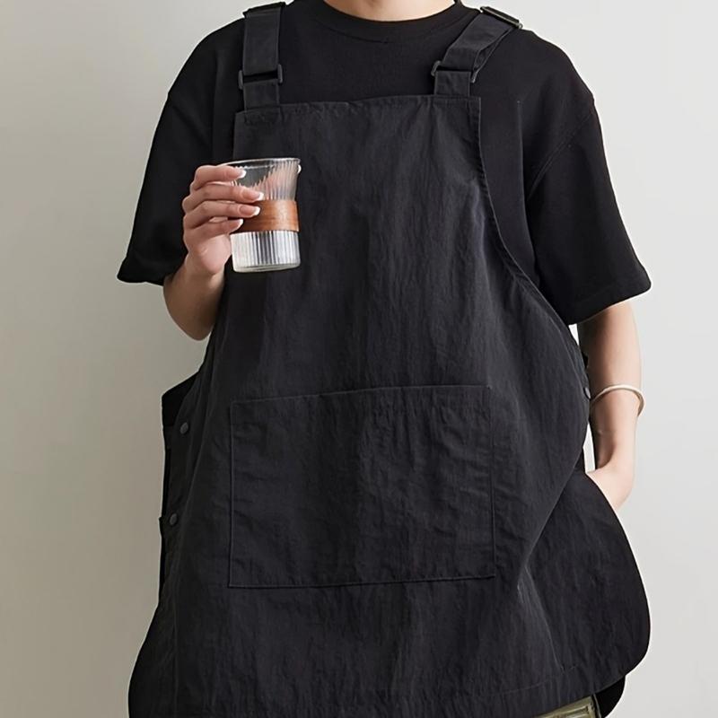 Japanese Waterproof Apron, Unisex Kitchen & Coffee Shop Workwear, Dual-Sided Design, Pockets for Storage, Back-To-School Season Essential