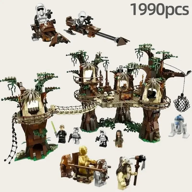 1990 pieces of Ewok Bear Village building block toys in stock, compatible with 10236 Christmas and birthday gifts