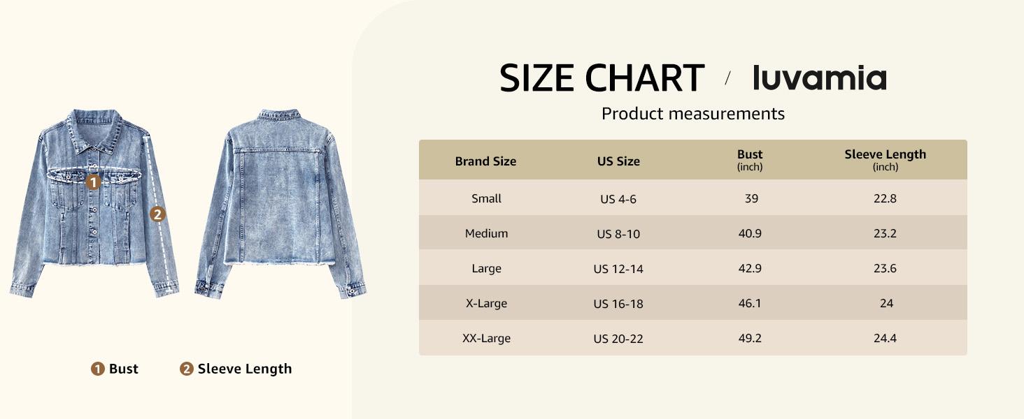 Luvamia Women's Denim Jacket Distressed Jean Button Up Vintage Western Trucker Frayed Hem Pockets Casual Coats Collared Long Sleeves Soft Denim Material Outerwear