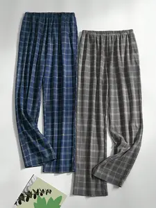 Men's 2-Pack Home Wear Pants, Spring & Fall Casual Comfortable Soft Medium Stretch Plaid Print Sleepwear Bottoms