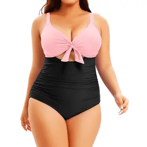 Aqua Eve Plus Size One Piece Swimsuit for Women Tummy Control Bathing Suit Cutout Swimwear