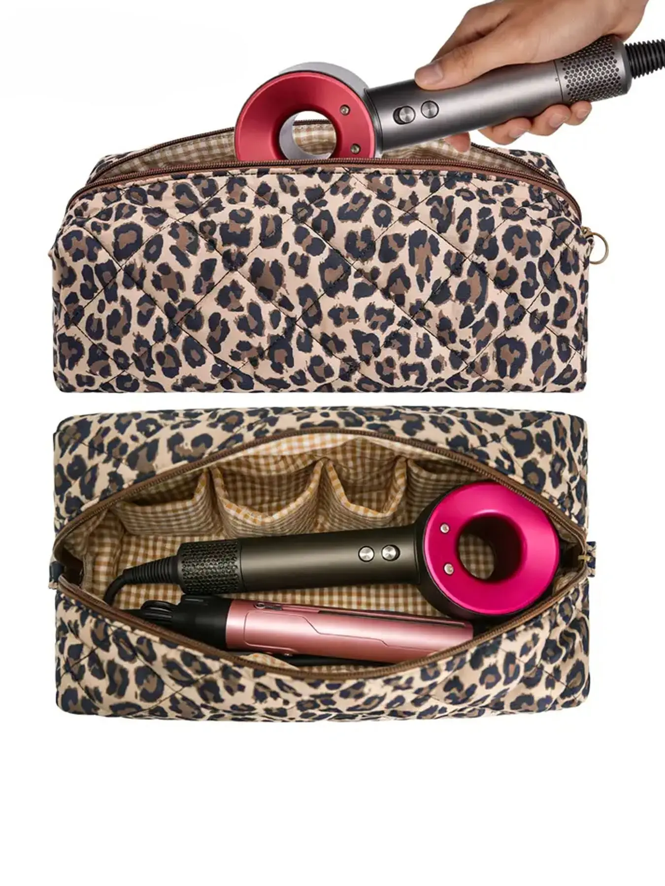 Quilted Hair Tools Travel Organizer Bag - Lightweight, Durable Travel Gear Carry-On Set for Dyson Airwrap Styler, Curling Irons, Toiletries & Daily Hair Tool Storage, Carry-On Set Travel Organizers
