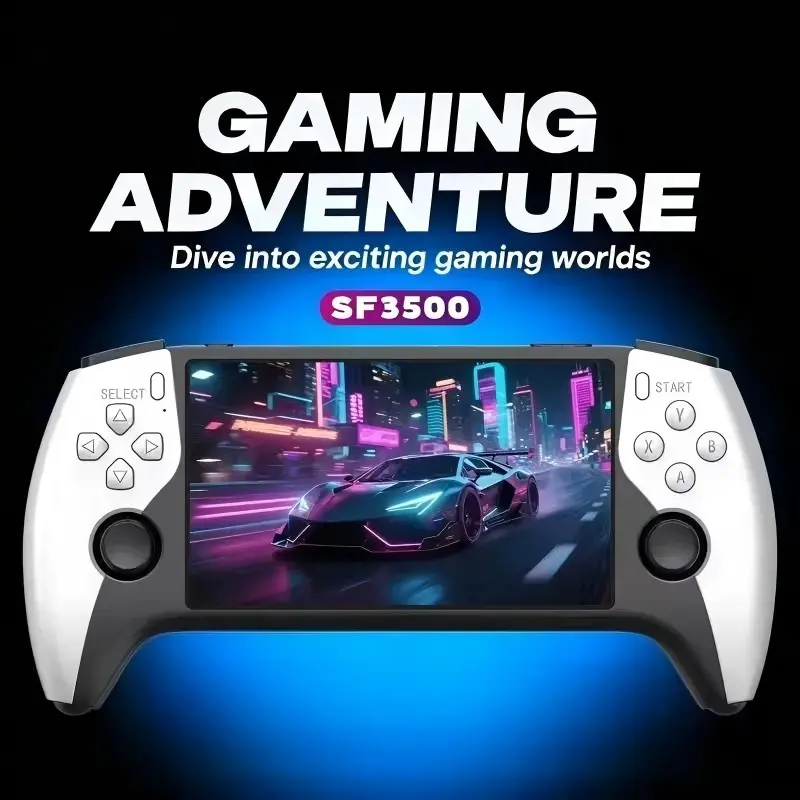 SF3500 Retro Handheld Gaming Console - Performance Upgrade: A handheld gaming device with games, featuring an HD 5.5-inch IPS screen, supporting classic video games and TV connectivity
