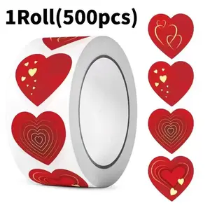 500pcs Heart Stickers for Valentine's Day, 2.5cm Baking Packaging Sticker, Envelope Seals, Love Decorative Stickers