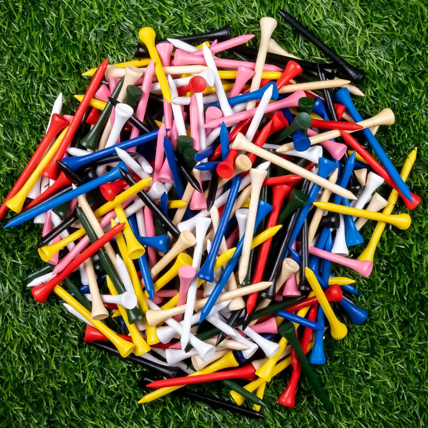 Golf Tees Professional Natural Wood Golf Tees count of 100, Golfing Tees Multiple Colors Size 3-1/4 inch, 2-3/4 inch or 2-1/8 inch, Tall Golf Tees Bulk Reduce Side Spin and Friction