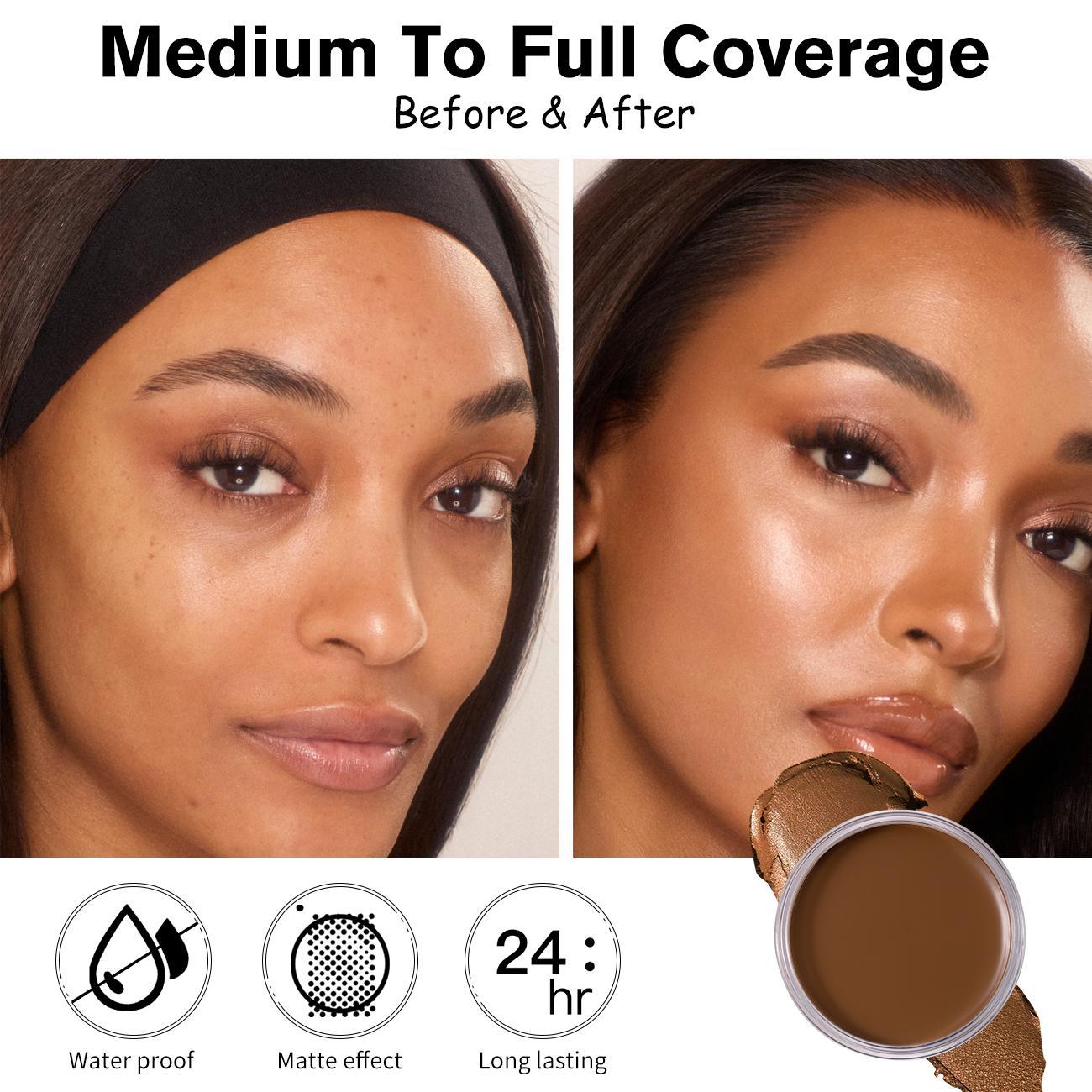 Long Lasting Silky Cream Foundation, 1 Box Full Coverage Flawless Makeup Cream, Moisturizing Waterproof Balm Foundation, Makeup Product for Women & Girls