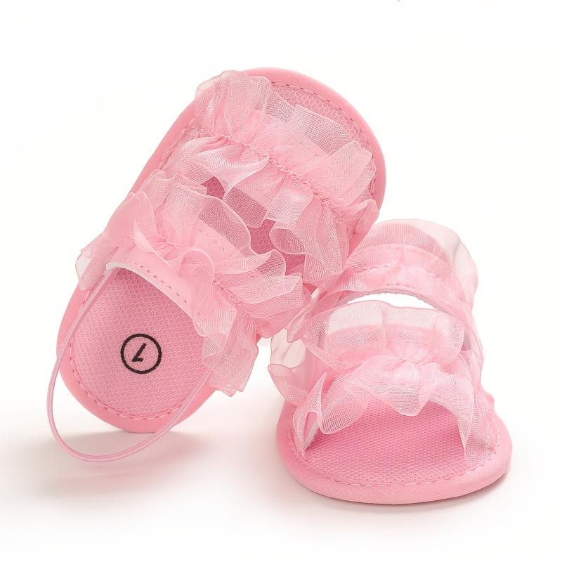 Baby Lace Trim Soft Soled Shoes Infant First Walkers Formal Outfits Newborn Sandals Hundred Day Celebration
