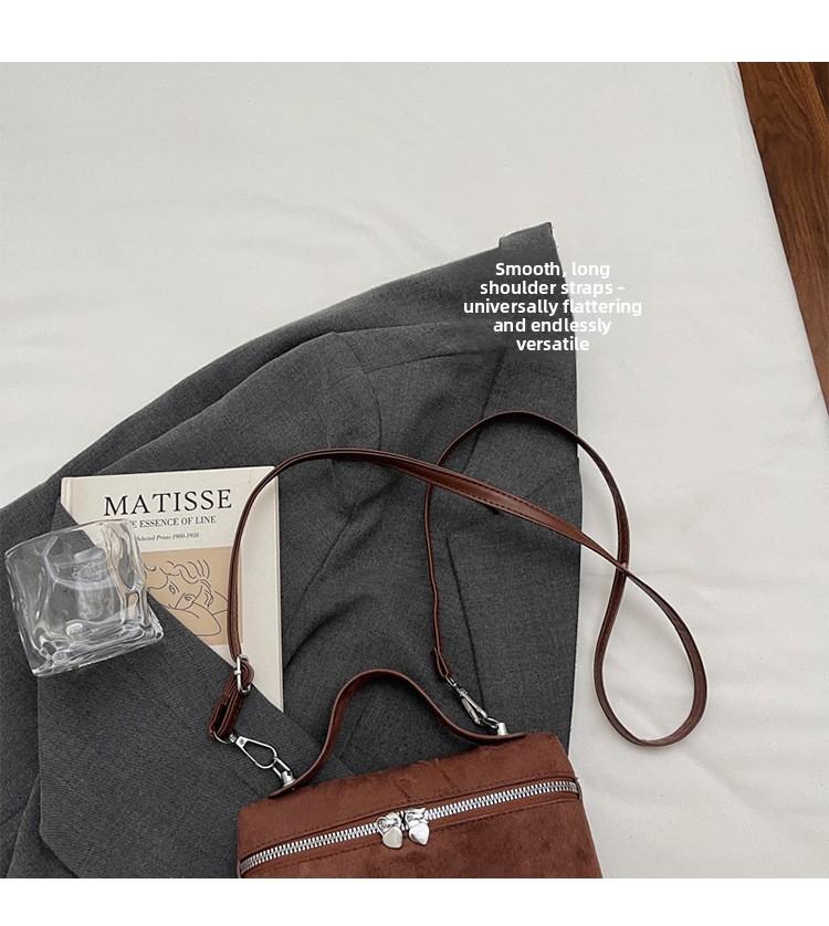 Luxury Suede Versatile Shoulder Bag  Purse Fall Winter Retro Matte Crossbody Handle Bag for Women Texture Simple Satchels Bag