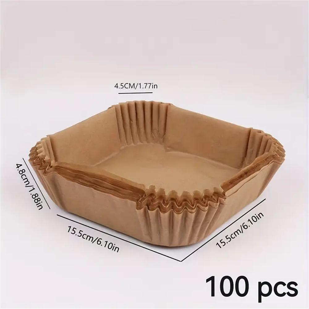 Square Air Fryer Paper Liners, 1 Set 3–5 L Universal Air Fryer Oil-Absorbing Baking Paper, Food-Grade Baking Tray Liners for Home Kitchen, Gift