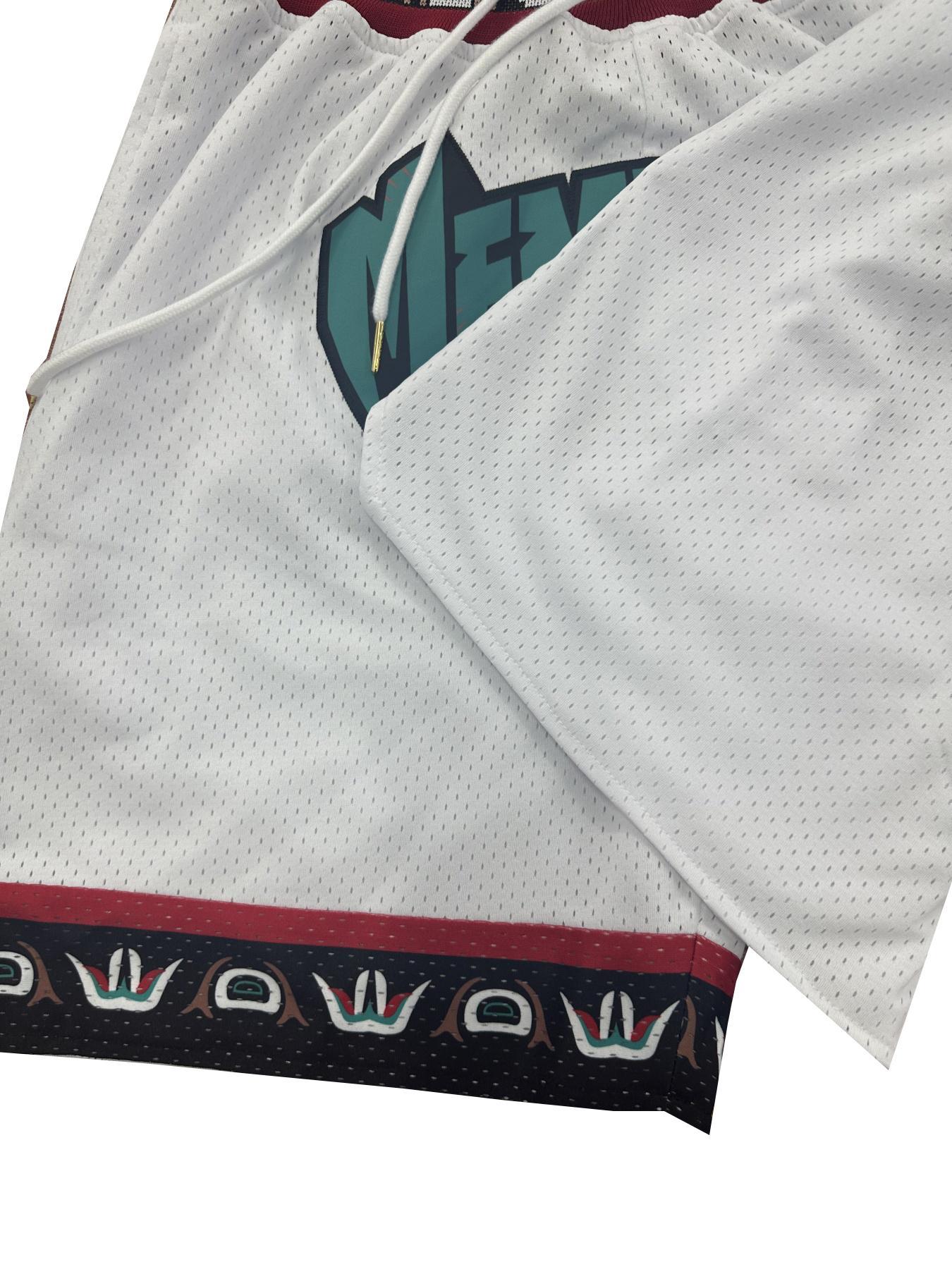 Men's Letter & Number Embroidery Pocket Basketball Shorts, Loose Casual Breathable Quick Drying Shorts for Outdoor Sports, Men's Sportswear for Basketball, Athleisure Style Bottoms, Gym Apparel, Athletic Shorts, Streetwear Sports Shorts