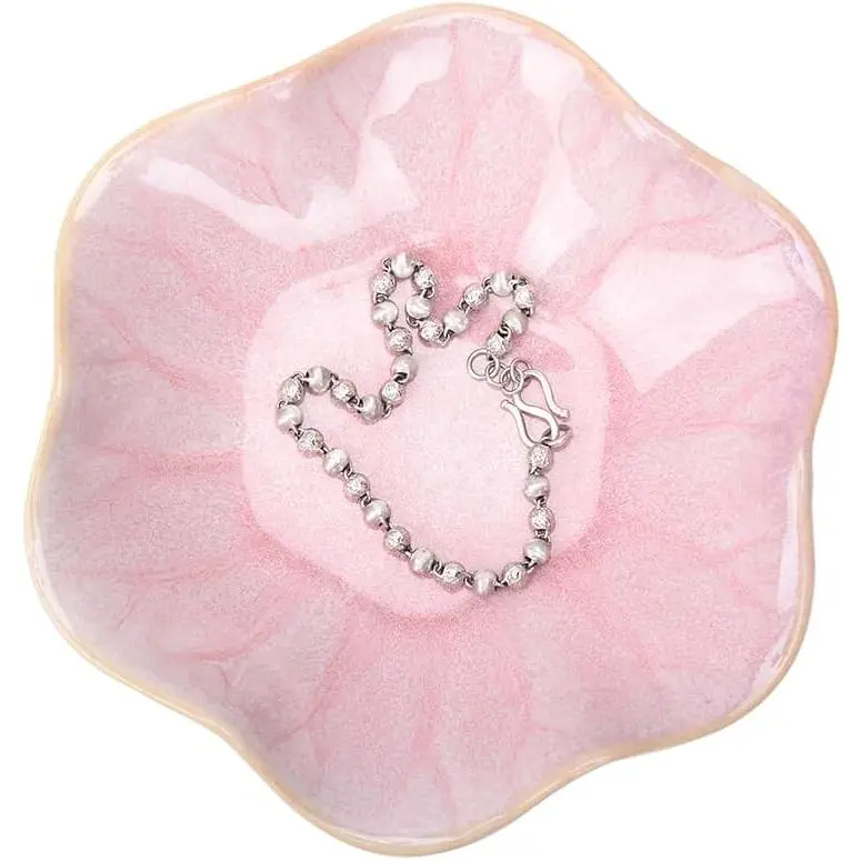 Ceramic  Dish, Lotus Leaf Decor Ring Tray, Small Key Bowl, Trinket Holder, Catch  Tray for Necklace Earrings, Nightstand Decor for entryway Table  for Women Mom  Sister ()