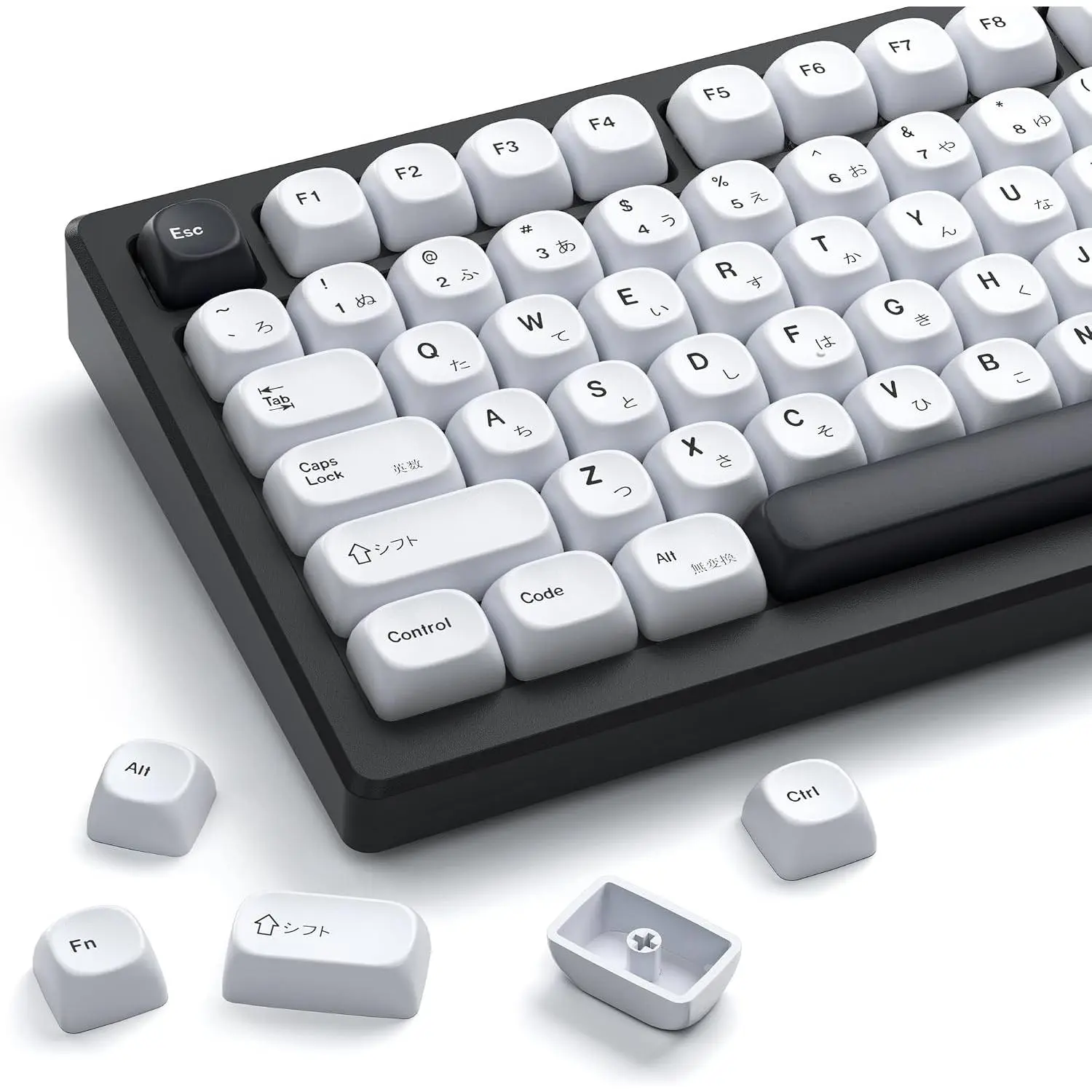 XVX PBT Keycaps - White Keycaps MOA Profile,  Key caps 75 60 100 Percent, Dye-Sublimation, Custom 137  Set for , 75%, 65%, 60% Mechanical Keyboard, Bow