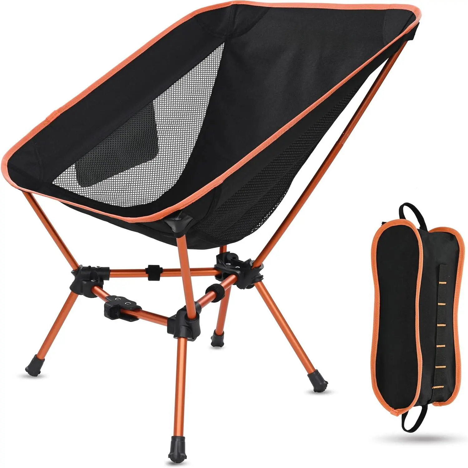 Lightweight Folding Camping Chair for Baby & Maternity Use, Portable Compact, 330Lbs Capacity, Ideal for Outdoor Camp, Beach, Picnic (Orange), No, No Warning Applicable