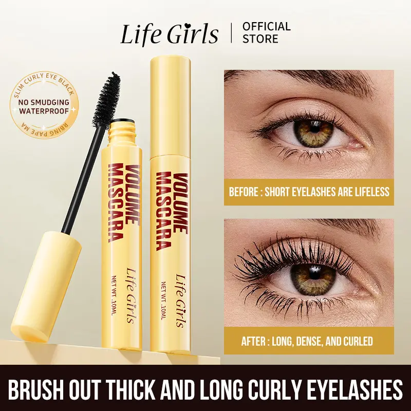 Long-lasting mascara for lengthening lashes, waterproof, thick and curling