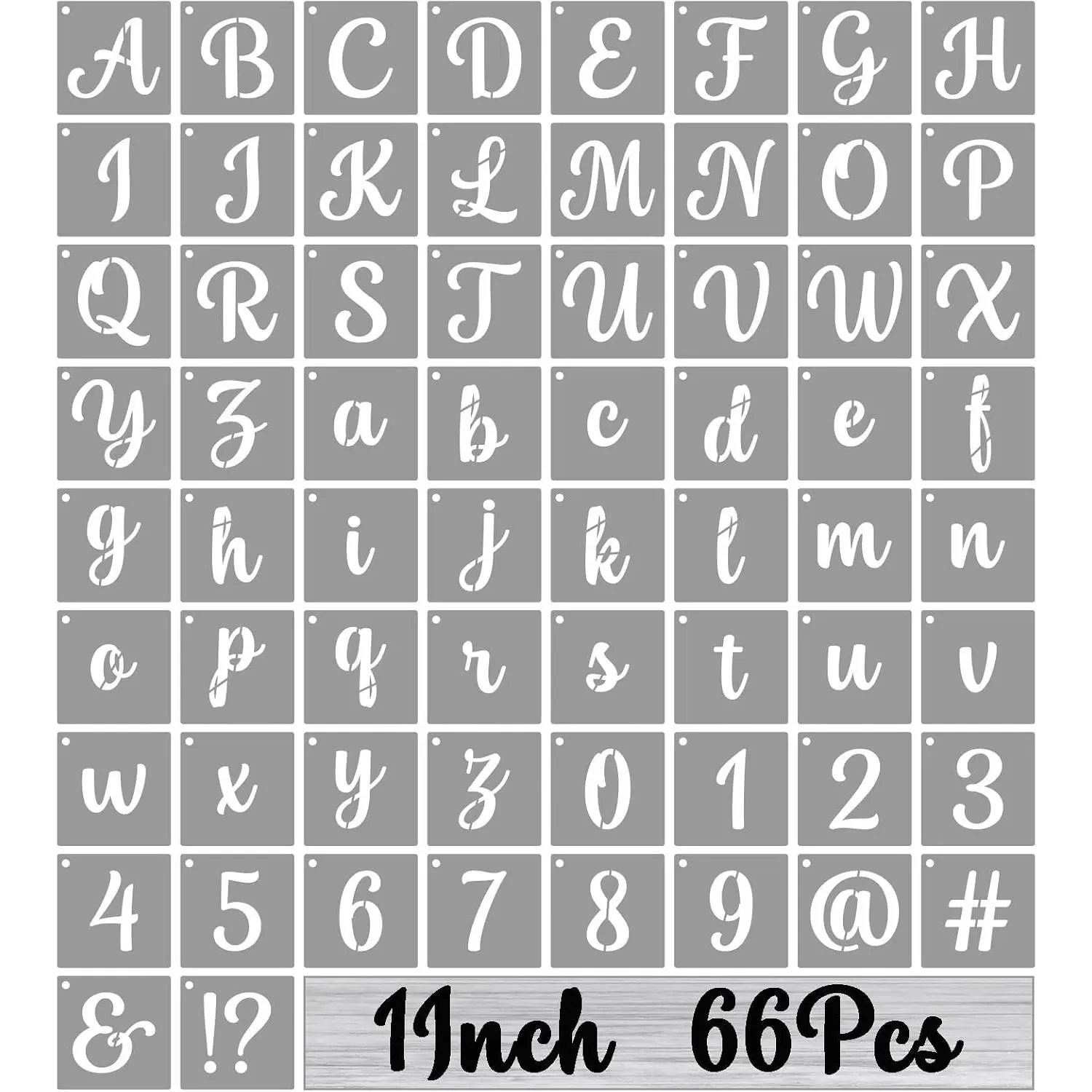 1 Inch Alphabet Letter Stencils for Painting, 66 Pcs Reusable Plastic Calligraphy Letter Stencils and Numbers Template Kit for Painting on Wood, Chalkboard, Fabric, Door Porch, Wall Art