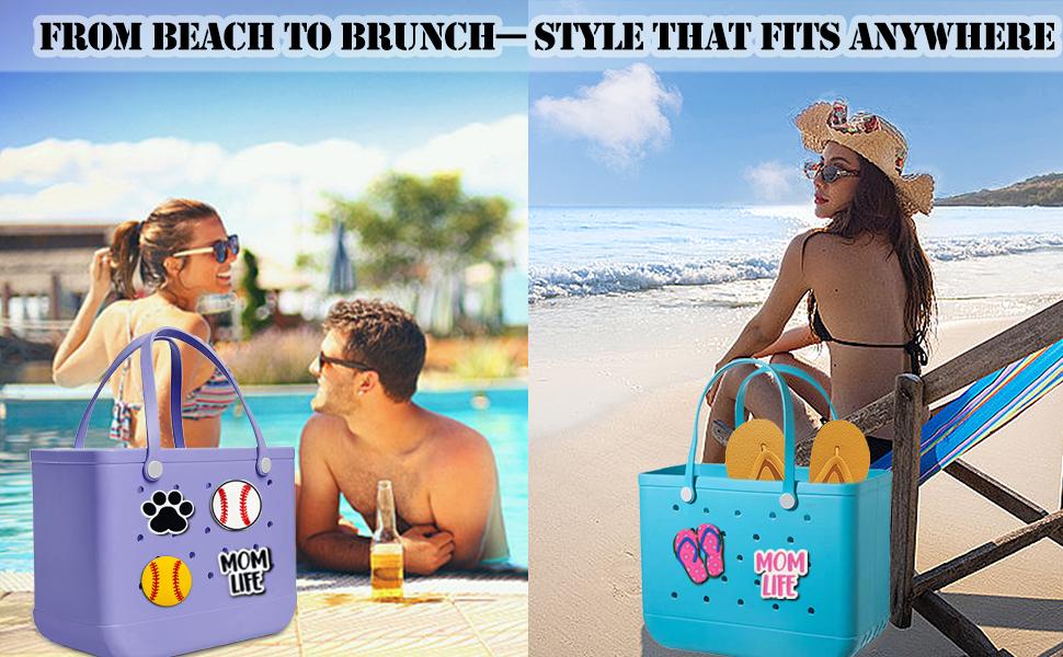 Charm for Bogg Bag Accessories,PVC Rubber Decorative Inserts for Bogg Bag Original & All Models, Personalize Your Tote, Sport & Girl Themes, Fits Simply Southern & Other Beach Bag