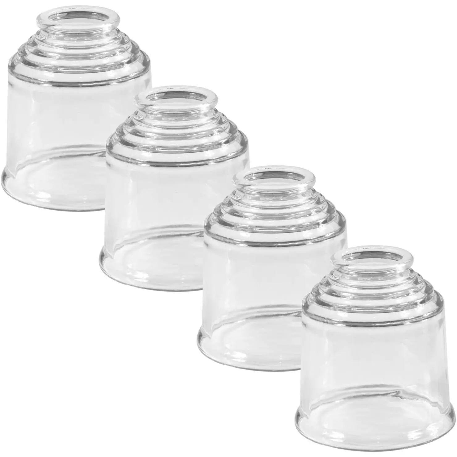 Ceiling Light Cover Set of 4 - Clear Glass Replacement Shades for Ceiling Fan, Quick Installation Glass Lamp Shade, Ceiling Fan Light Kit, Ceiling Fan Globe Replacement