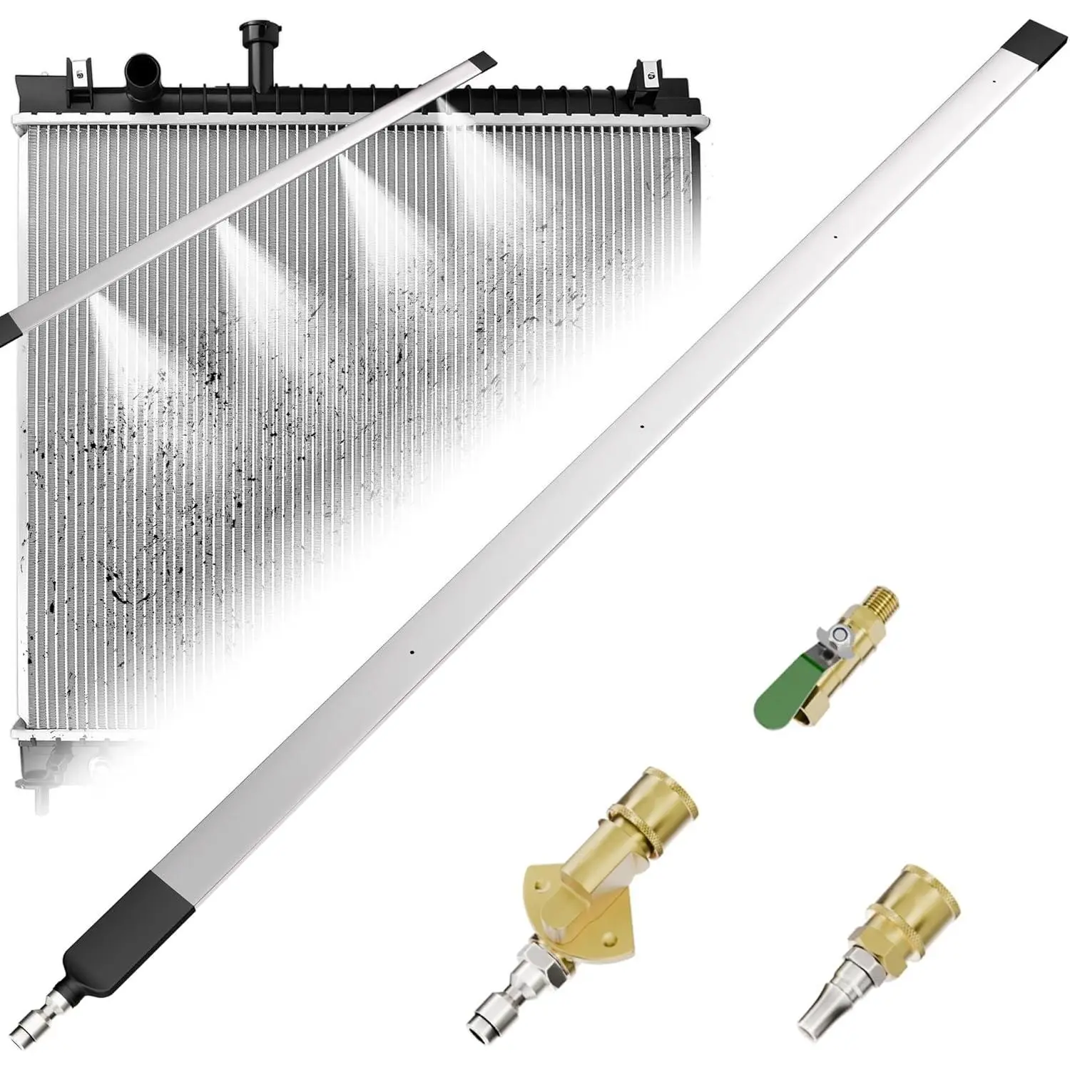 4500PSI 24" Radiator Wand, and Air Dual-Use Pressure Washer Tool, 180° Swivel, 4-Nozzle Fan Spray, 3 Quick Connect, AC Coil Cleaner for Car Truck SUV RV Engine Cooling