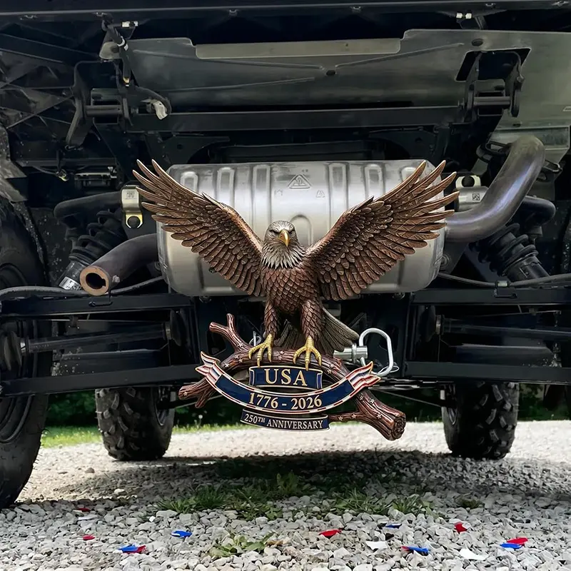 3D Bald Eagle Trailer Hitch Cover American Theme Metal Texture Car Rear Protection Cover Decorative Craft Accessory