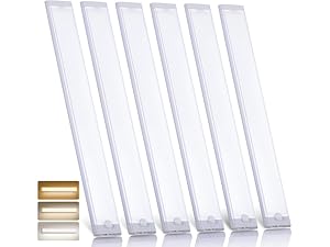 16 inch Under Cabinet Lighting 120 LEDs Motion Sensor USB-C Rechargeable 3 Color Temps Dimmable Wireless Kitchen Closet Magnetic Lights Bar for Night Stairs 6 Pack Indirect Lighting Wardrobe