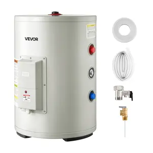 【DealsForYouDays】VEVOR 12 Gallon Electric Tank Water Heater, 1600W Point-of-Use Hot Water Heater with LED Display, Knob Control, Side Outlet, 120V Storage Design with TP Valve for Small Apartments Studios, Gray