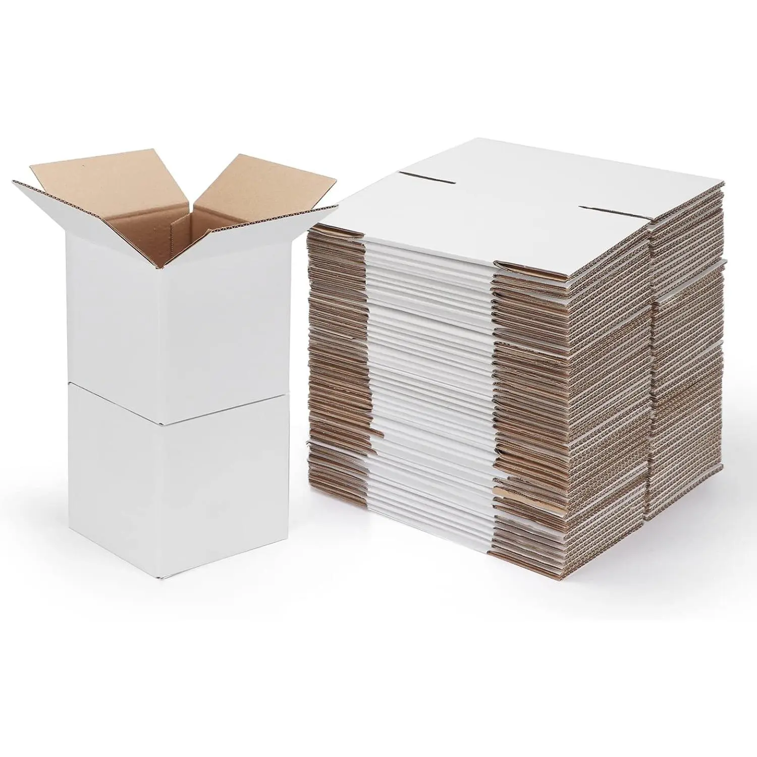 6x6x6 Shipping Boxes for Small Business,40 Pack White Corrugated Cardboard Box for Packaging, Mailing, Storage