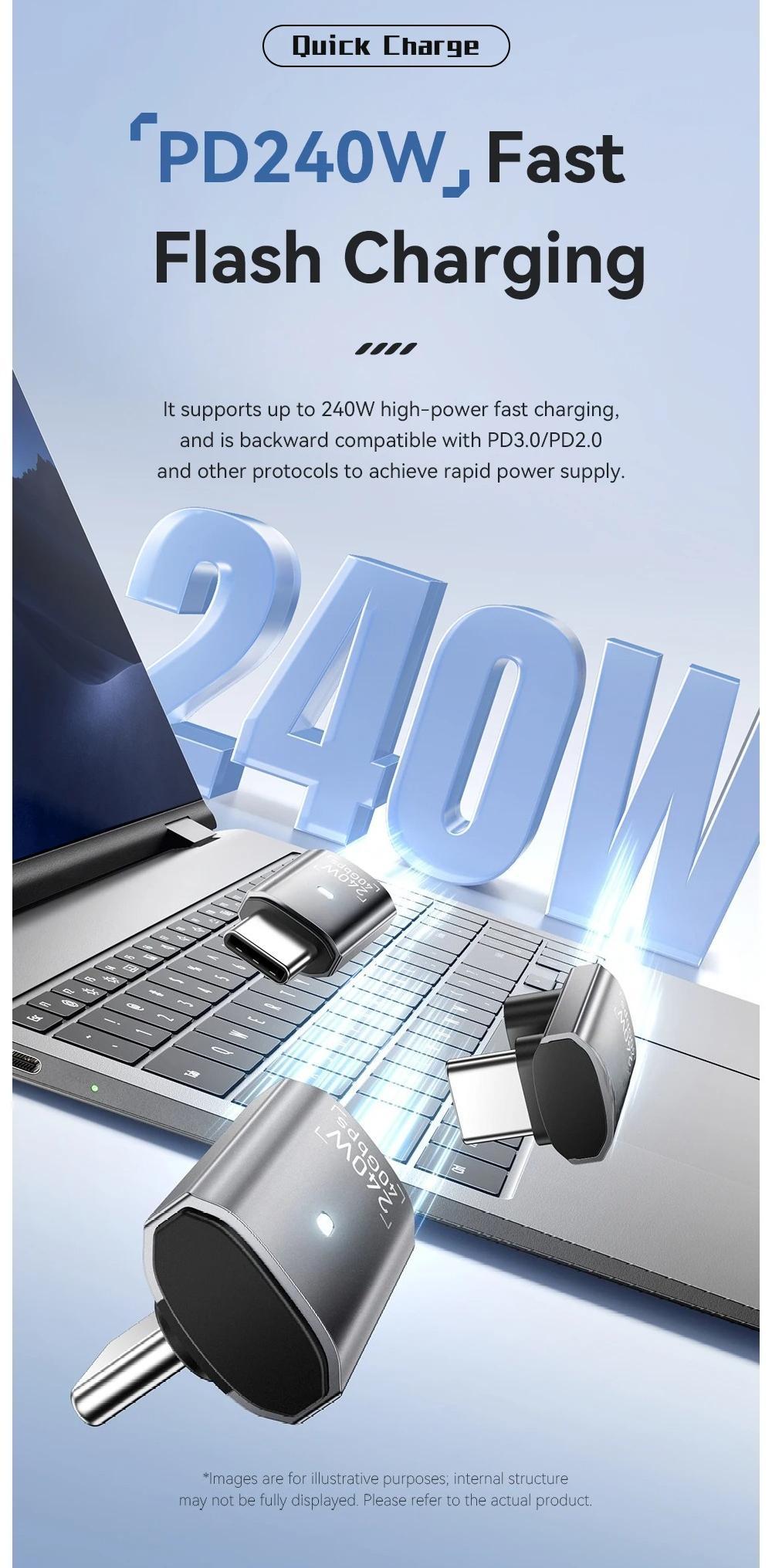 USB OTG Adapter Fast Charging Converter 90 Degree USB Type C Data Adapter