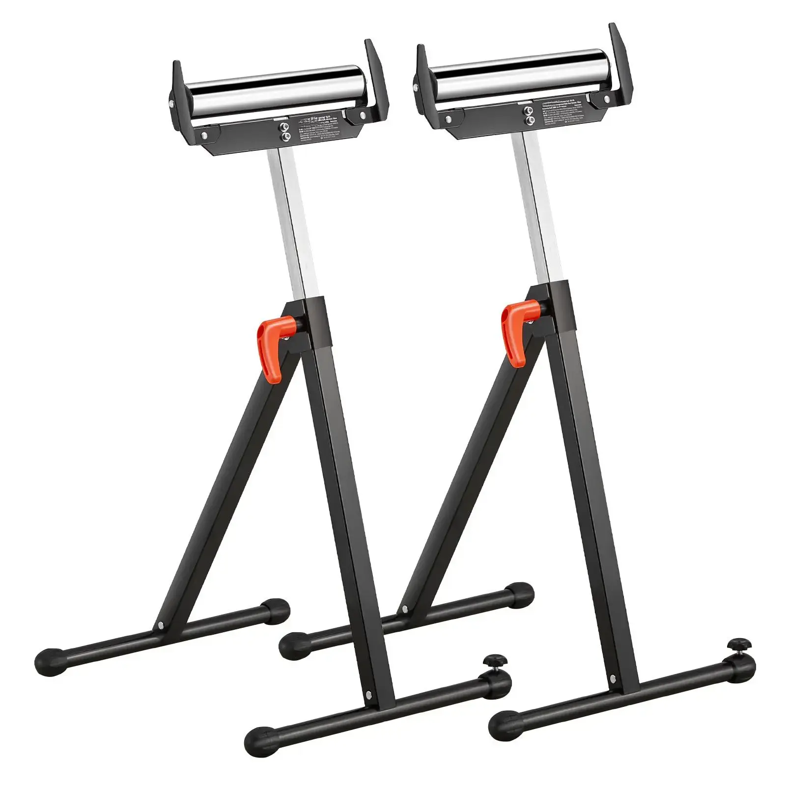 2-Pack Heavy Duty Roller Stands, 250 lbs Load Capacity, 27-43 in Adjustable Height, Folding with Polished Steel Roller Head & Edge Guides for Table Saw Outfeed, Woodworking Cutting Support