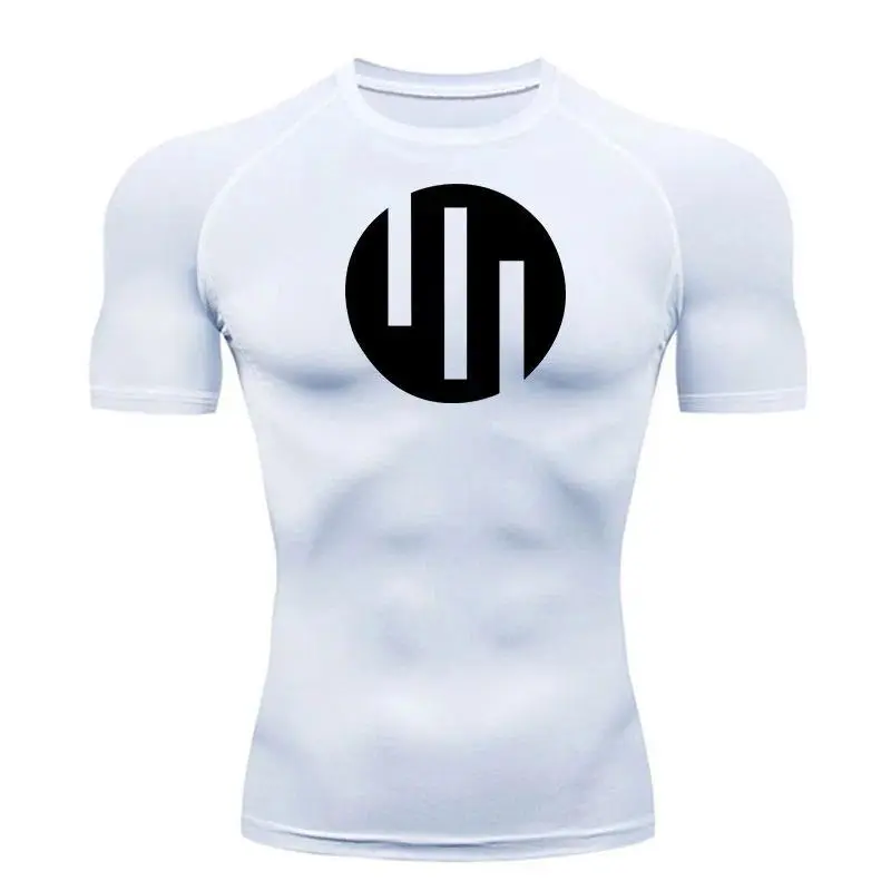 Running T-shirt Short Sleeve White Compression Shirt Men's Gym Exercise Quick dry Sun Protection Sportswear Muscle shirt
