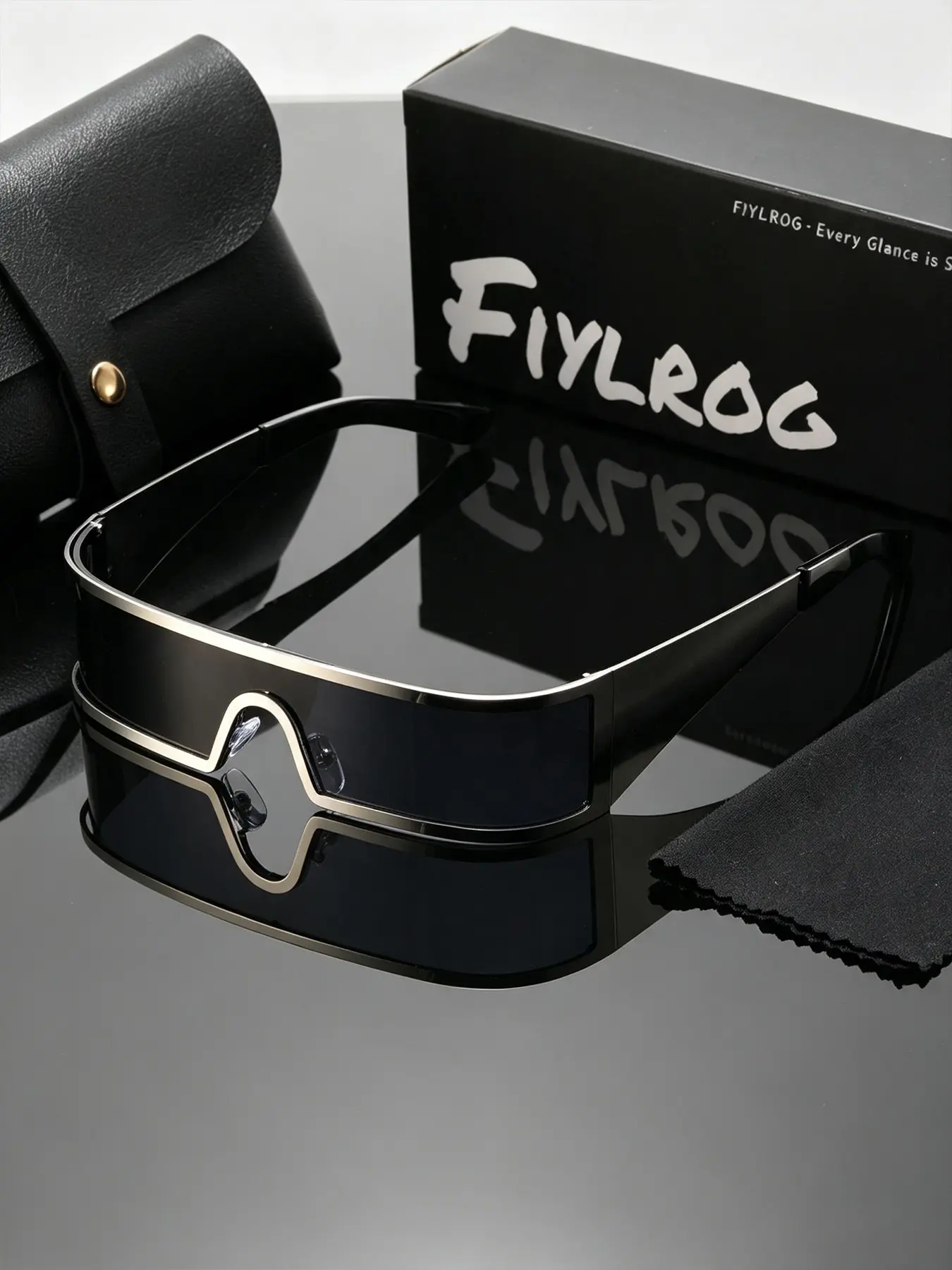 Men's Cyberpunk Metal Frame Decorative Lens Glasses, Chic Y2K Style Wide Arms Eyeglasses, Futuristic Fashion Statement Eyewear, Trendy Frames