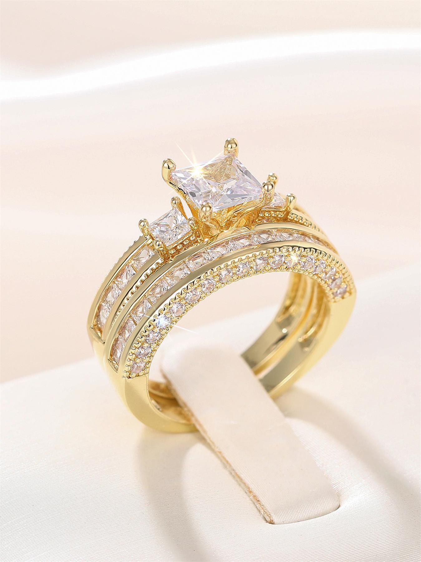 Classic Artificial Zircon Ring, Fashion Accessories for Women, Trendy All-match & Exquisite Jewelry for Birthday Gift, Statement Ring