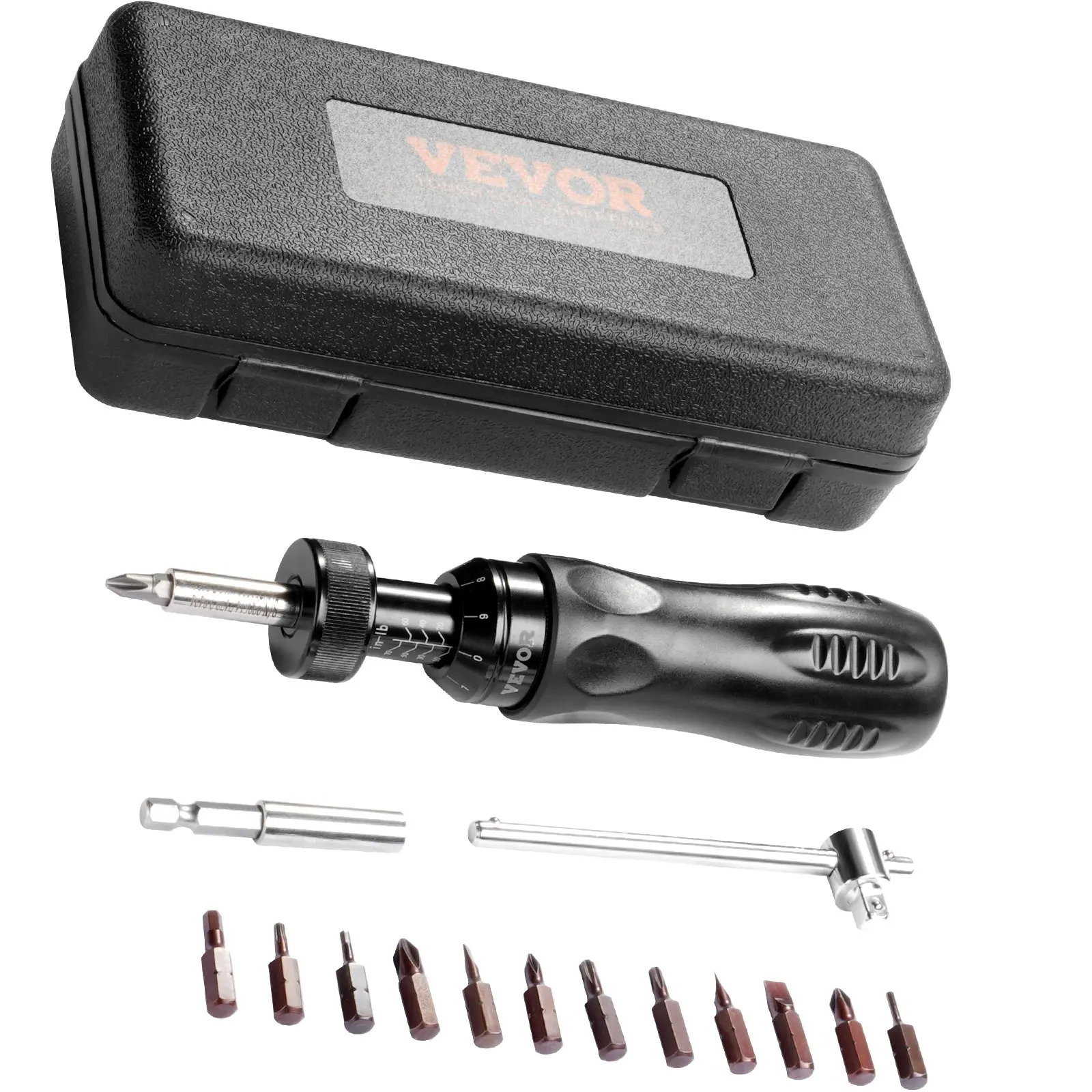 VEVOR Torque Screwdriver, 1/4" Drive Screwdriver Torque Wrench, Electrician Torque Screwdriver with Scale, 10-70 in/lbs Torque Range, 1 in-lbs Torque Increment Torque Screwdriver with Bits Case