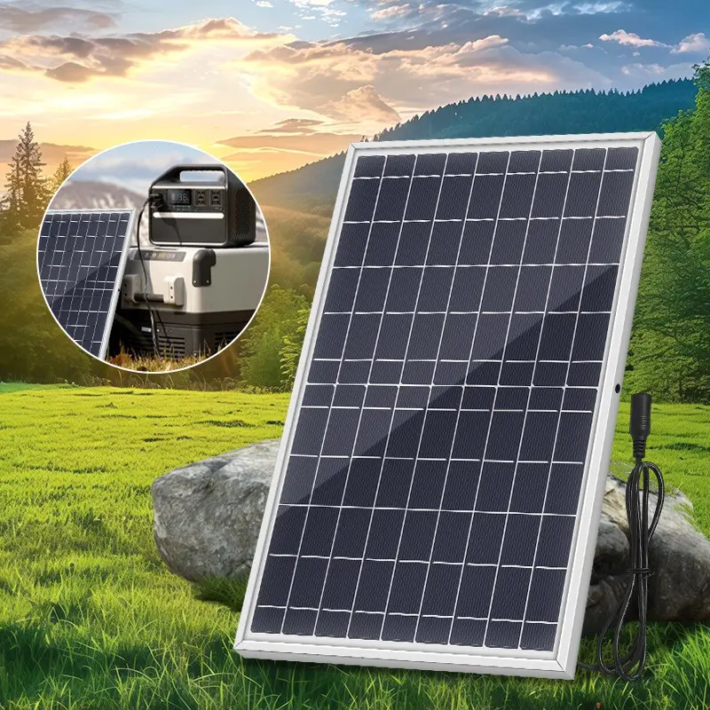 1 PC 10W Rechargeable Solar Panel kit, complete with a DC output cable and an optional controller; a portable outdoor solar charger suitable for small devices, gardens, camping, garages, and storage sheds