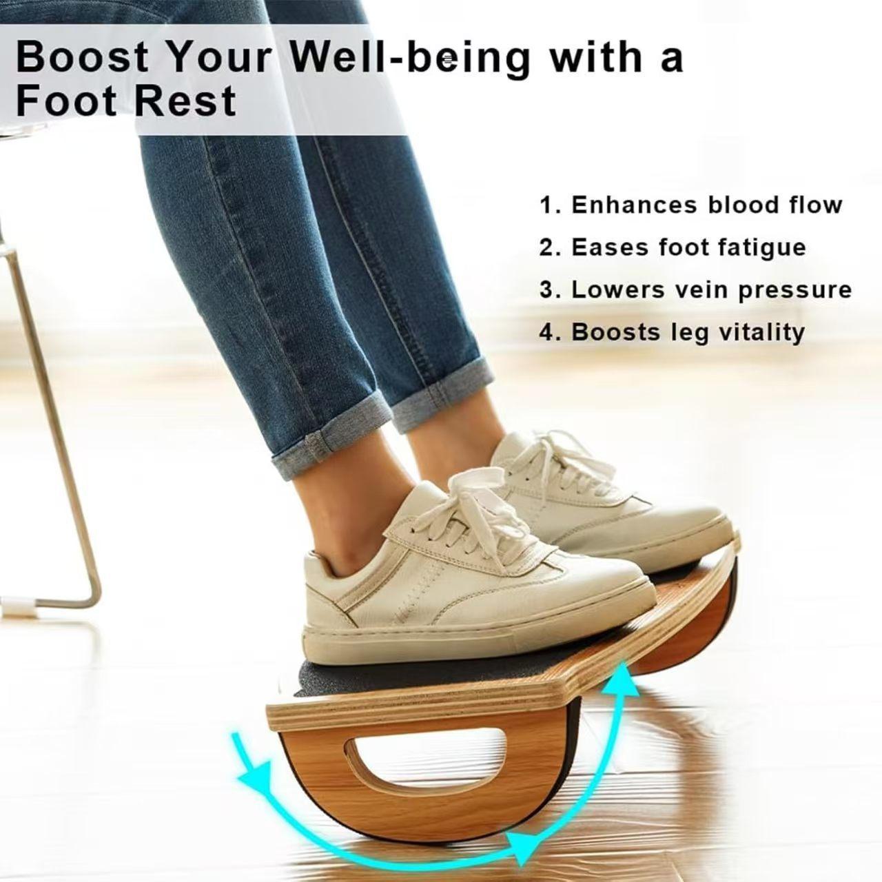 Balance Board for Adults – Wooden Wobble Board for Standing Desk, Core Training – Non-Slip Fitness Equipment for Home Gym, Office & Balance Training (Supports 265 LBS),Creative wooden office desk with solid wood footrest, solid wood footrest shelf,