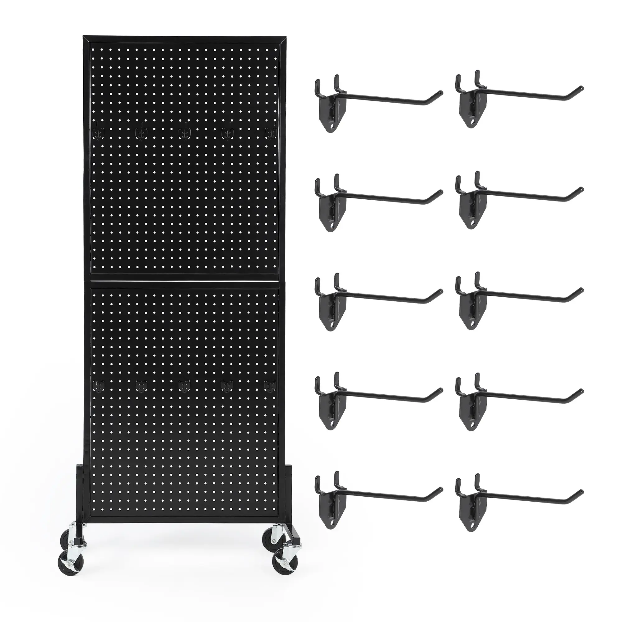 Peg Board Display Stand with 10 Hooks, Desk Metal Pegboard Shelf | 2 x 5 ft Freestanding Floor Rack Versatile Organizer Rack for Craft Shows & Fairs, Retail Stores, Vendors Arts