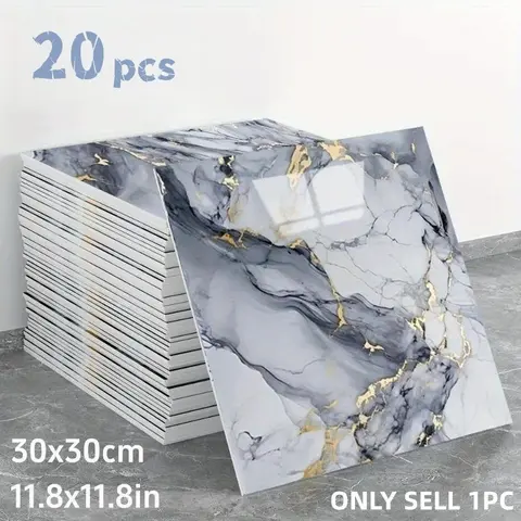 20pcs Marble Pattern Self-Adhesive Decorative Wallpaper, 3D Foam Bricks, Modern Style, Peel and Stick for Kitchen & Bathroom Backsplash Decor, Waterproof