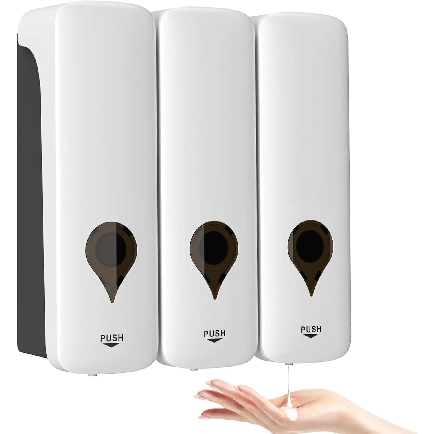 3 Pack Soap Dispenser Wall-Mounted, Flip-Top Shampoo and Conditioner Dispenser Set 3x300ml, Shower Dispenser with Removable Bottle No 3 Chamber Refillable Dispensers Gray
