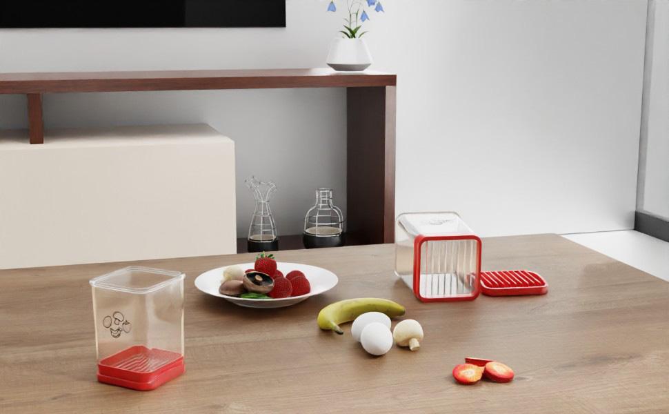 Cup Slicer Fruit Strawberry Cutter: Strawberry Slicer with Push Plate- Stainless Steel Cup Slicer, Quickly Making Fruits Vegetable Egg Banana Salad, Kitchen Portable Slicing Tool Cutting Gadget Cute Modern