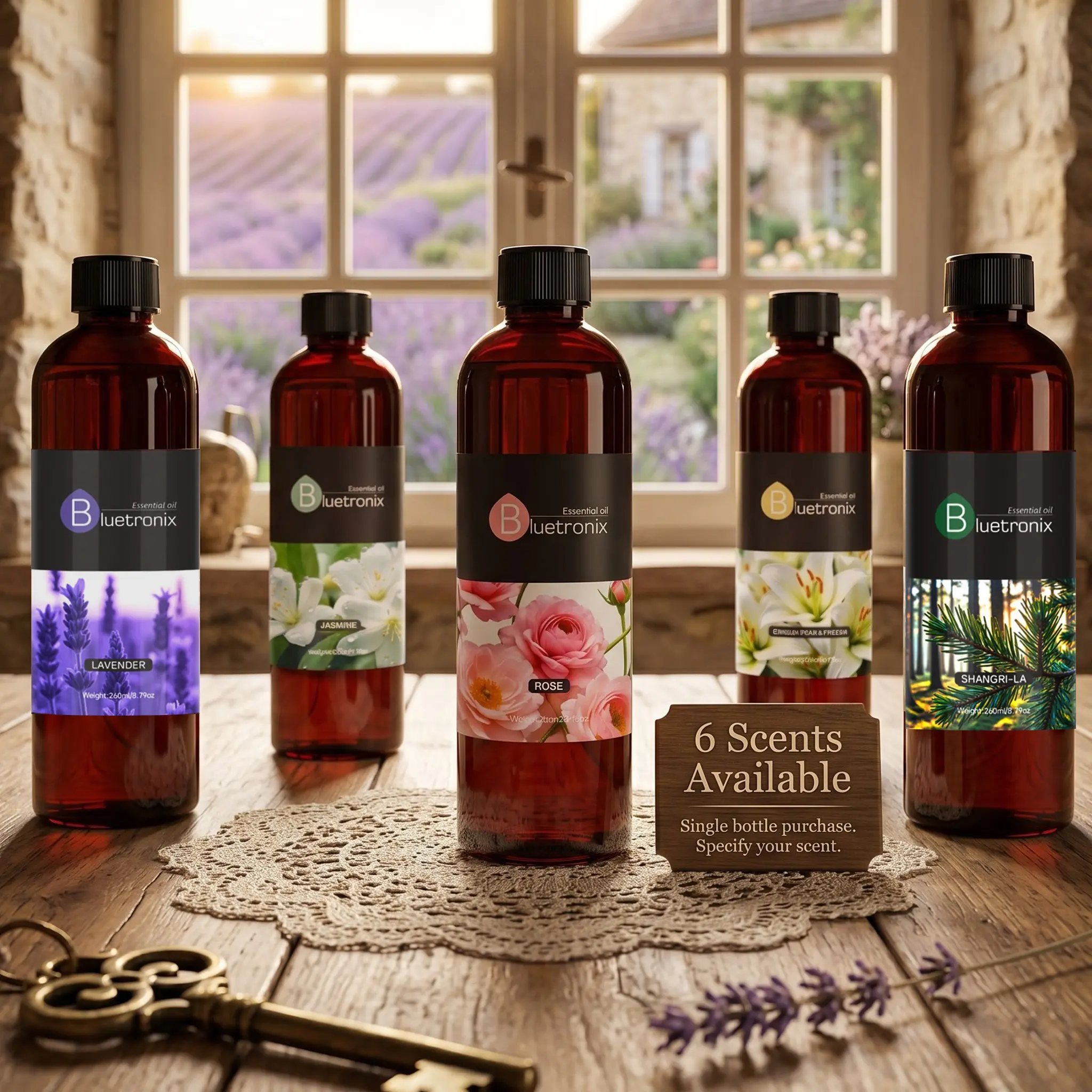 Experience Rose, Jasmine & Bluebell In Essential Oil Refill, 260ml/8.79oz Large Capacity Natural Botanical Extract, Compatible With Aroma Stones, Lava Beads & Bracelets, Woody Valentine's Day Fragrance For Living Room, Bedroom & Office, Pure Botanical Ess
