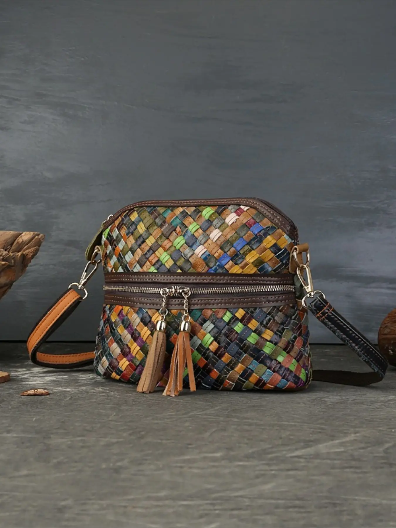 Genuine leather niche original design hot-selling woven women's bag versatile first layer cowhide color shoulder shell bag envelope bag