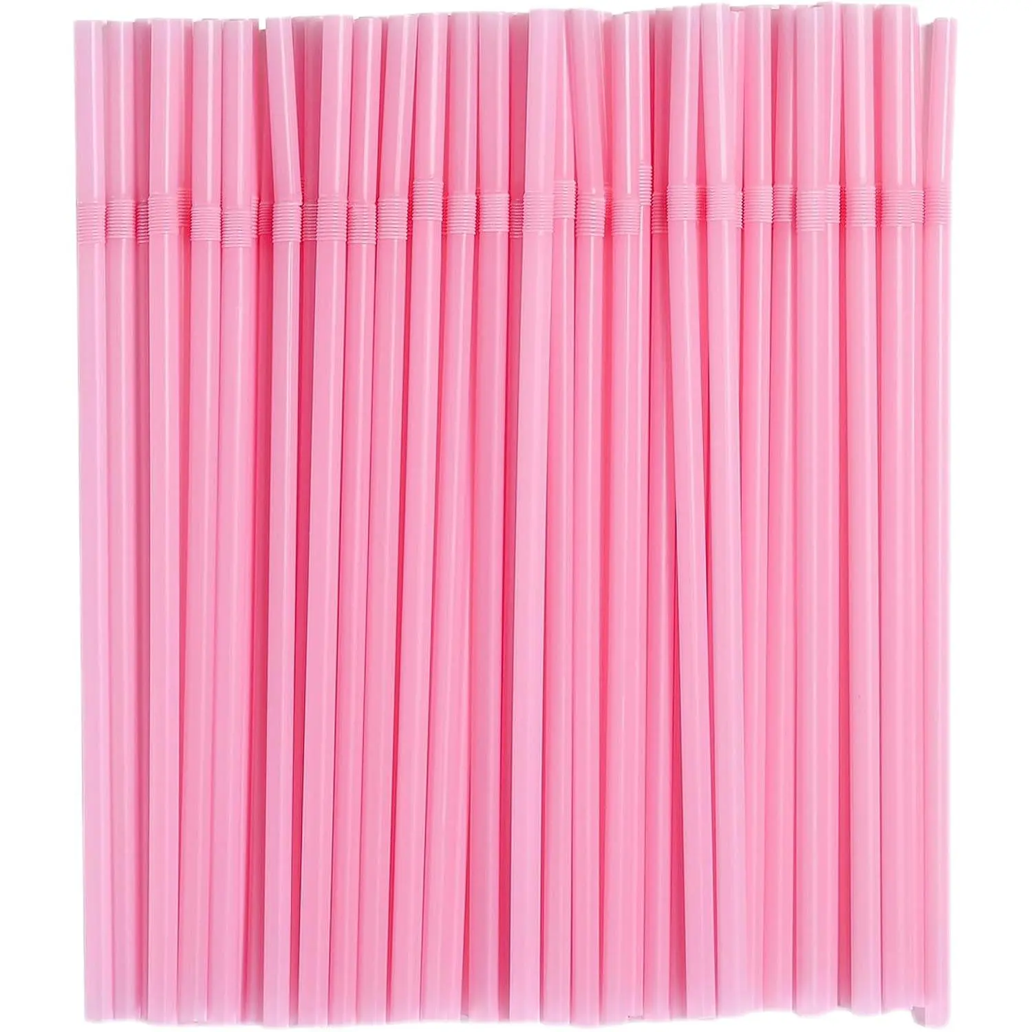 Plastic Disposable Bendy Straws - 200 Count, 8.26in x 0.2in, Solid Colors, Flexible Drinking Utensils for Kitchenware, Bar Use