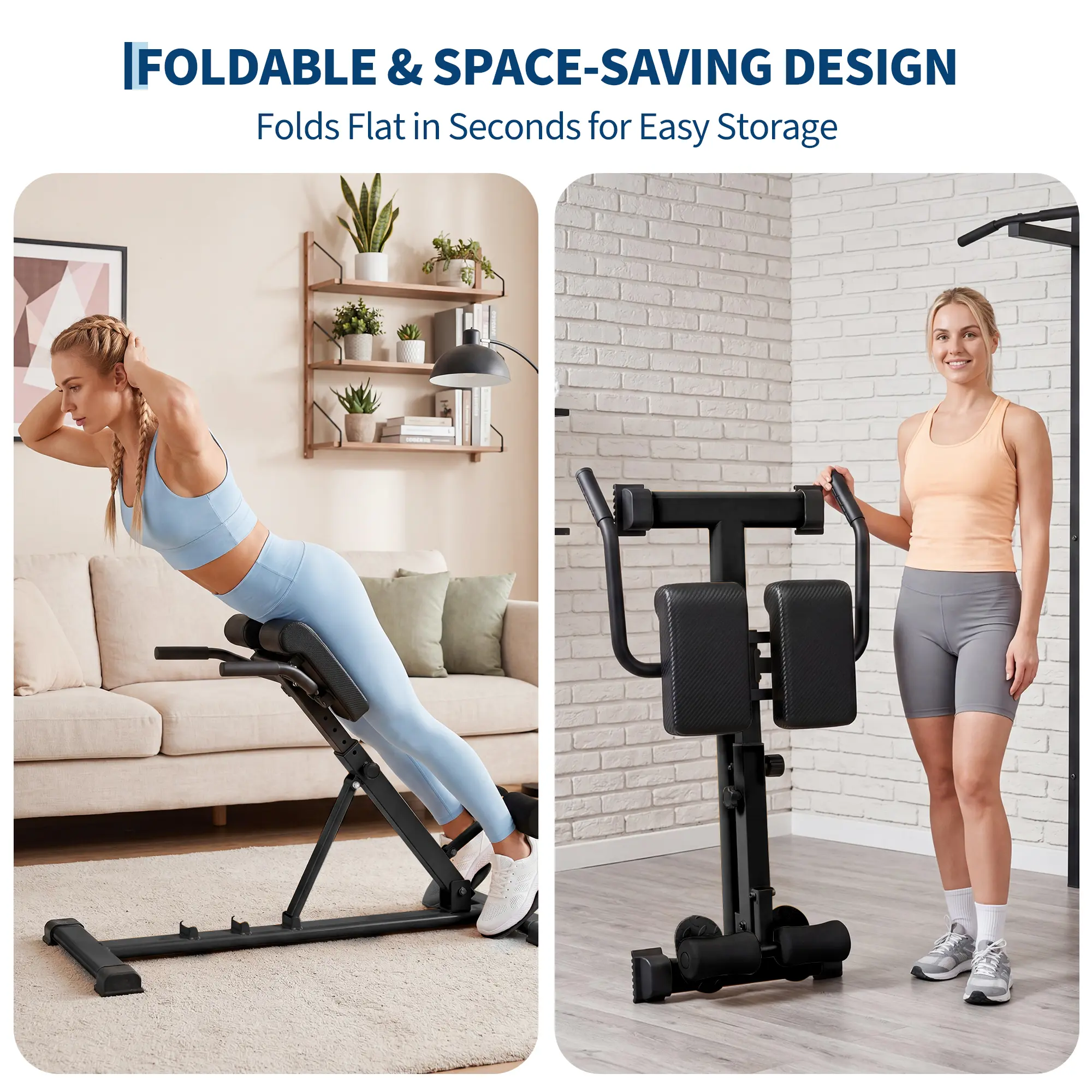 Heavy Duty Roman Chair Hyperextension Bench – Carbon Steel Back Extension Trainer for Core & Lower Back Strength – Adjustable Home Gym Fitness Equipment