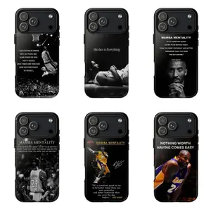 Kobe Bryant Quote Phone Case Mamba Mentality Motivation Basketball Legend phone Cases For iPhone17 Pro max and Air,16 15 14 13 12 Pro,14 15 16 Plus, The perfect gift for holidays, birthdays and parties.